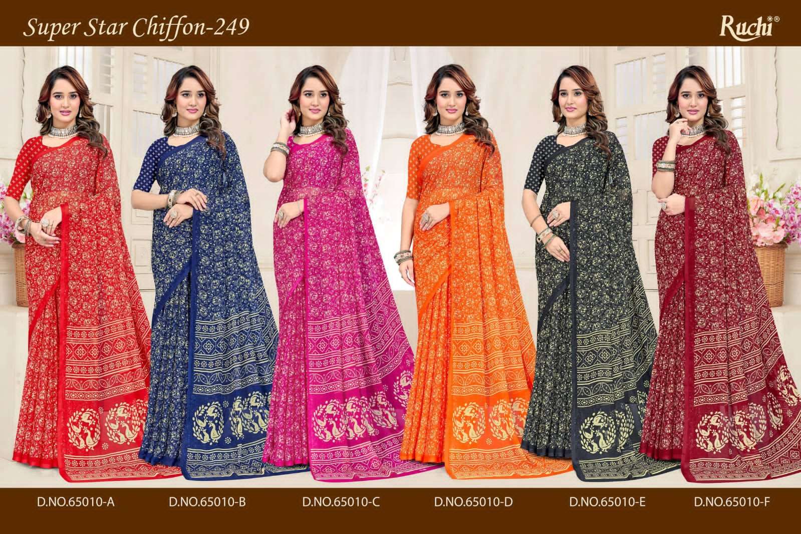 Ruchi Saree Super Star Chiffon Vol 249 Chiffon Saree With Fancy Blouse