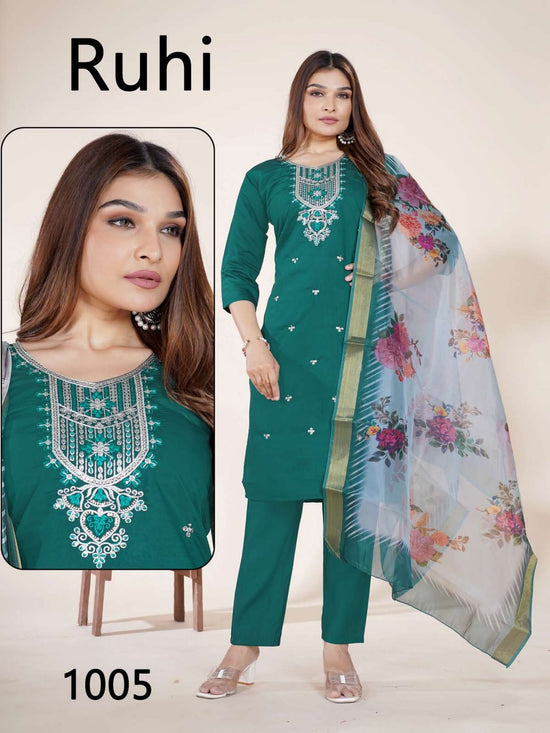 Ruhi 1 Roman Silk Embroidered Kurti Set