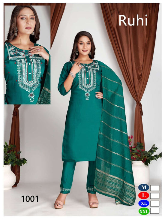 Ruhi 1 Roman Silk Embroidered Kurti Set