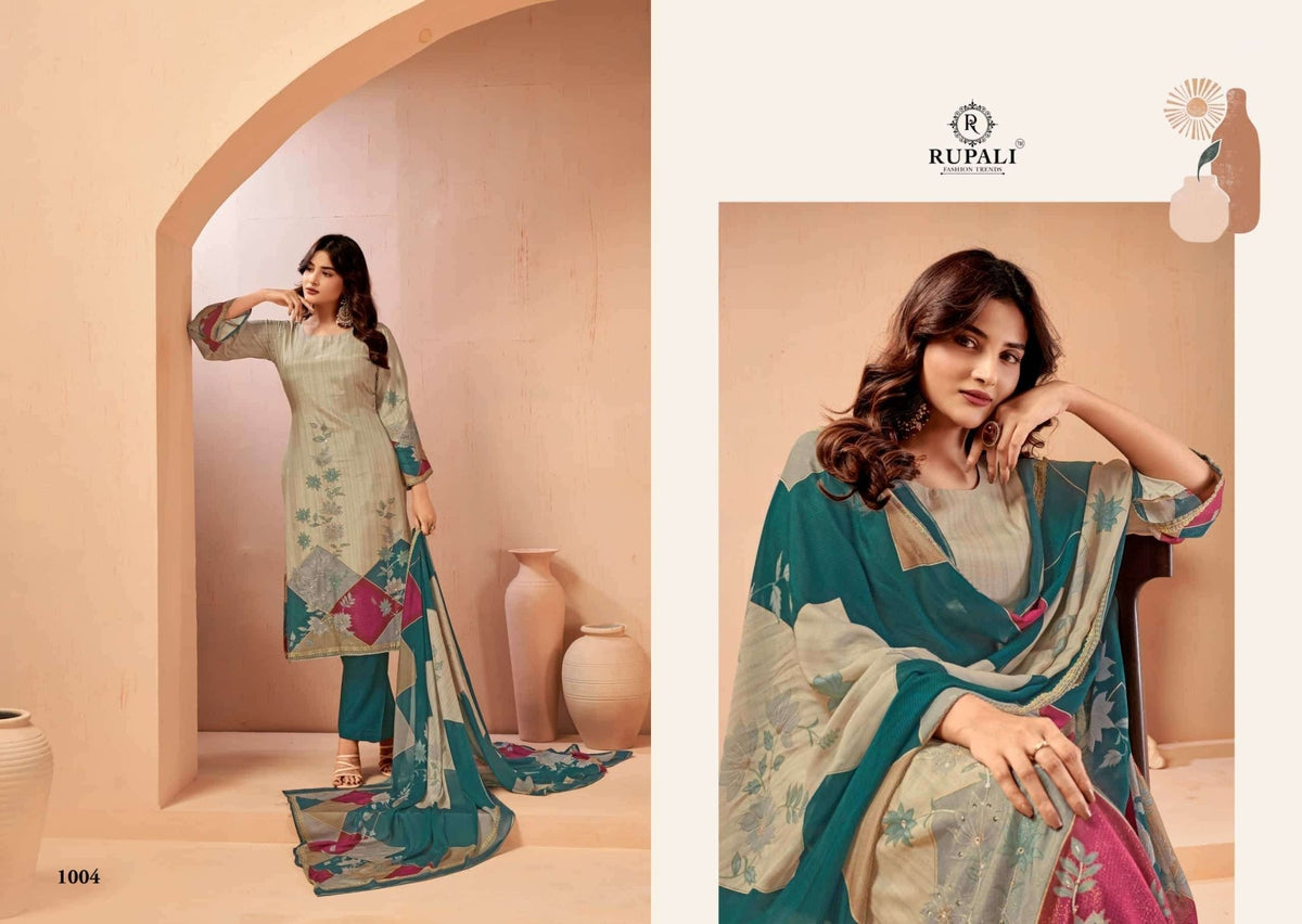Rupali Fashion Aarzoo Viscose Muslin Dress Material - Amrah Wholesale