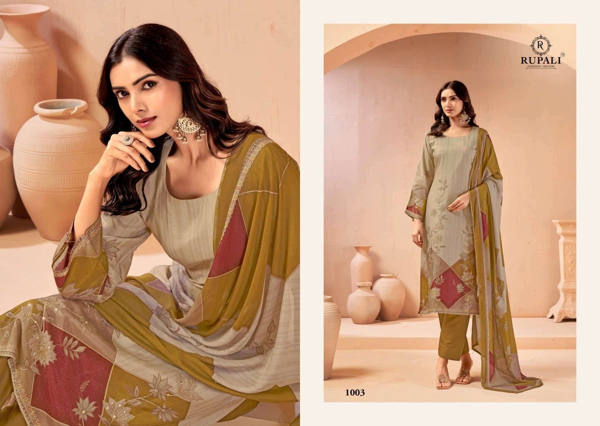 Rupali Fashion Aarzoo Viscose Muslin Dress Material - Amrah Wholesale