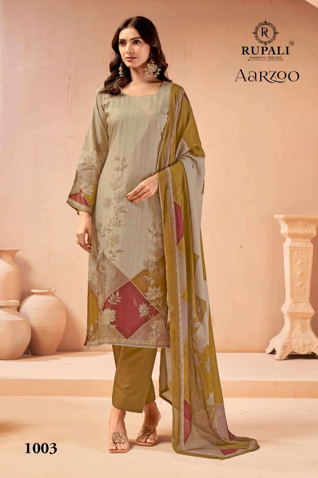Rupali Fashion Aarzoo Viscose Muslin Dress Material - Amrah Wholesale
