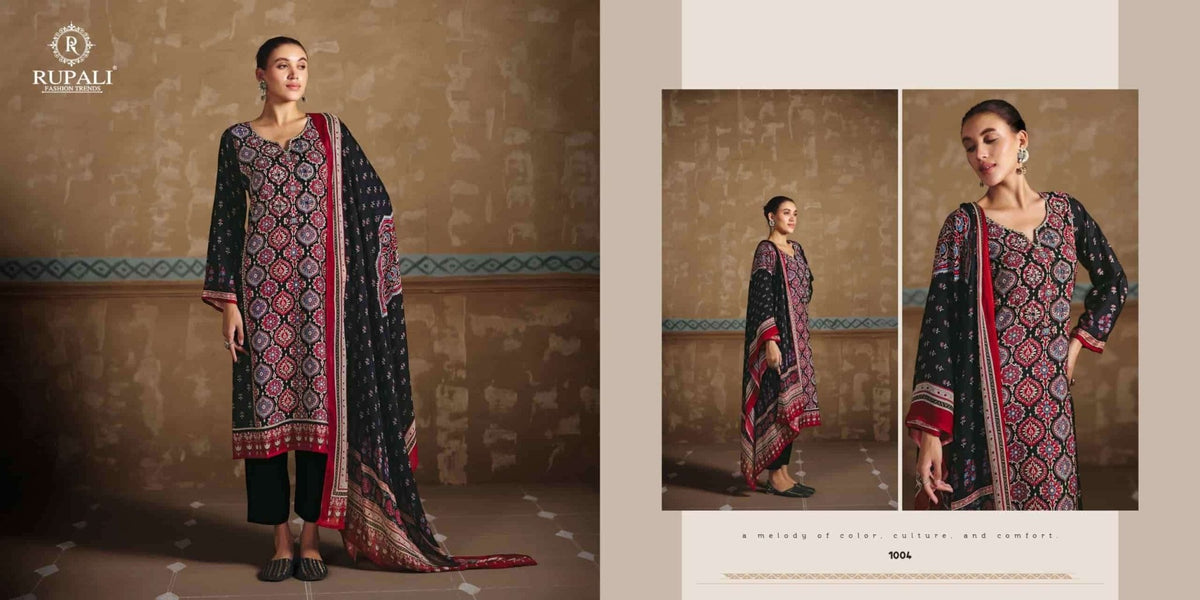 Rupali Fashion Ajrakh Print Muslin Dress Material - Amrah Wholesale