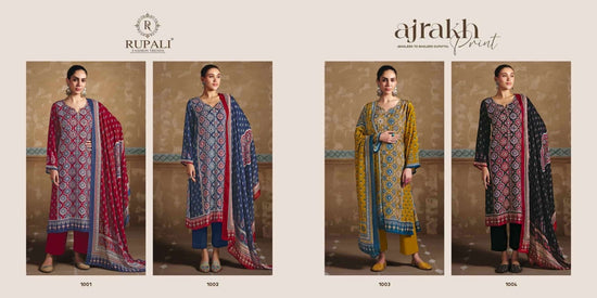 Rupali Fashion Ajrakh Print Muslin Dress Material - Amrah Wholesale