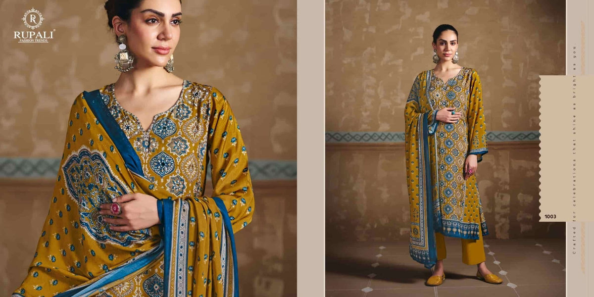 Rupali Fashion Ajrakh Print Muslin Dress Material - Amrah Wholesale