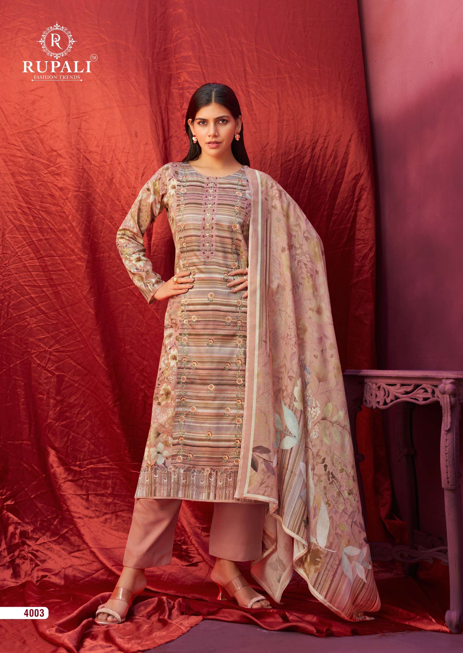 Rupali Fashion Alvira Jam Satin Designer Dress Material