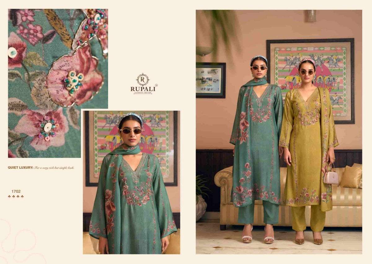Rupali Fashion Ambari Viscose Muslin Dress Material - Amrah Wholesale