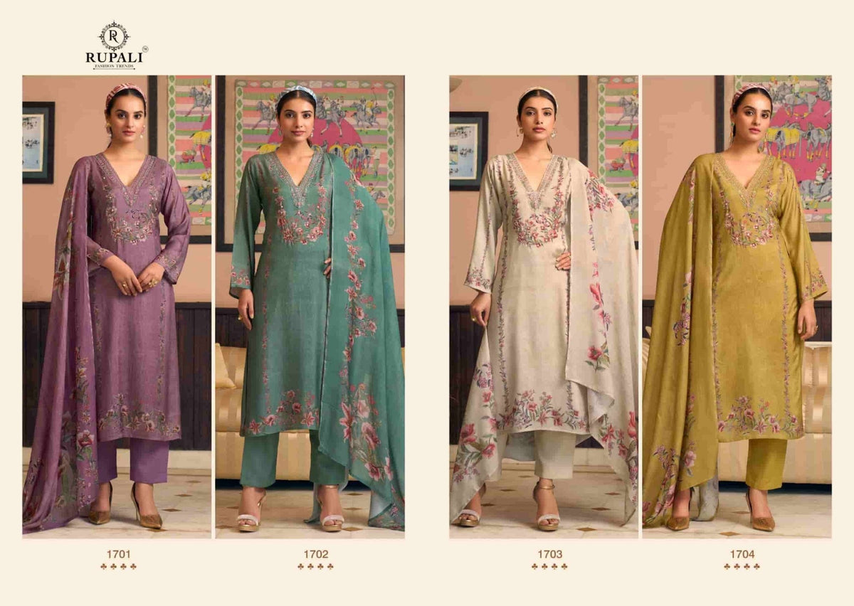 Rupali Fashion Ambari Viscose Muslin Dress Material - Amrah Wholesale