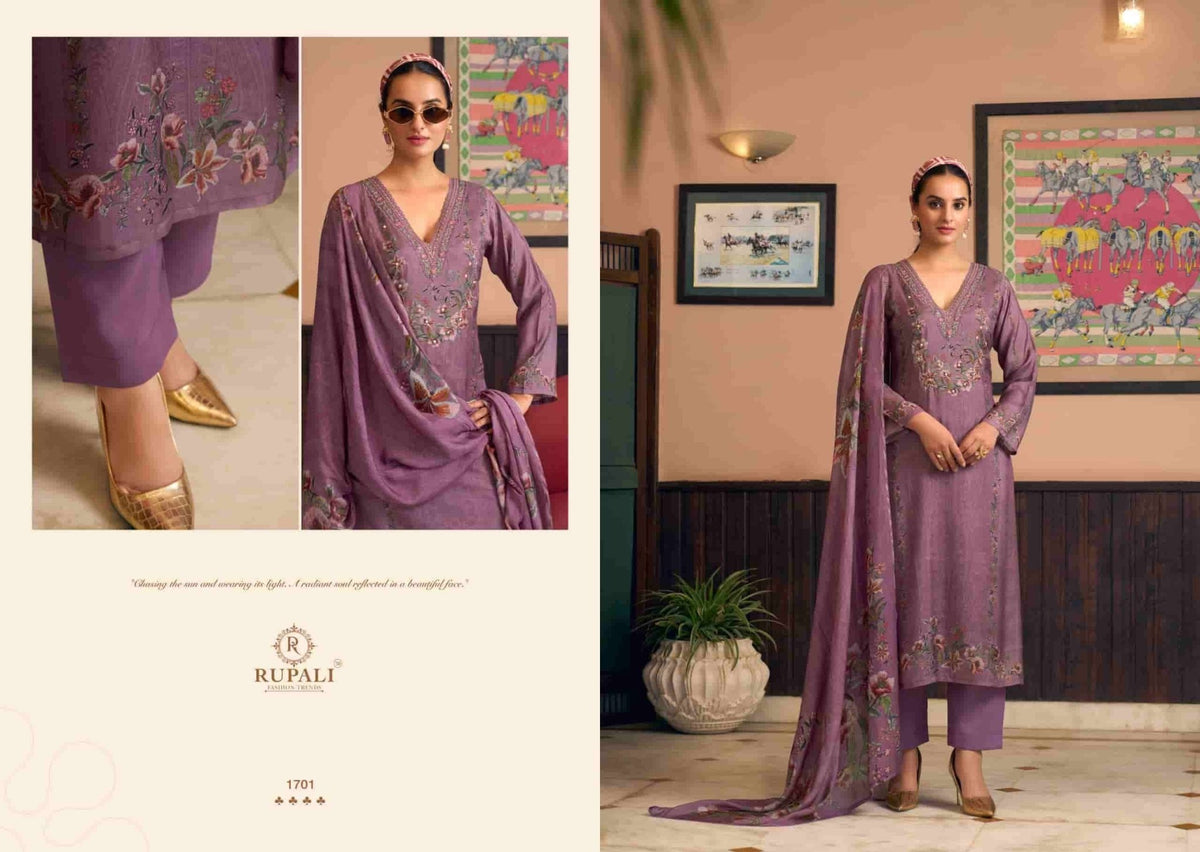 Rupali Fashion Ambari Viscose Muslin Dress Material - Amrah Wholesale