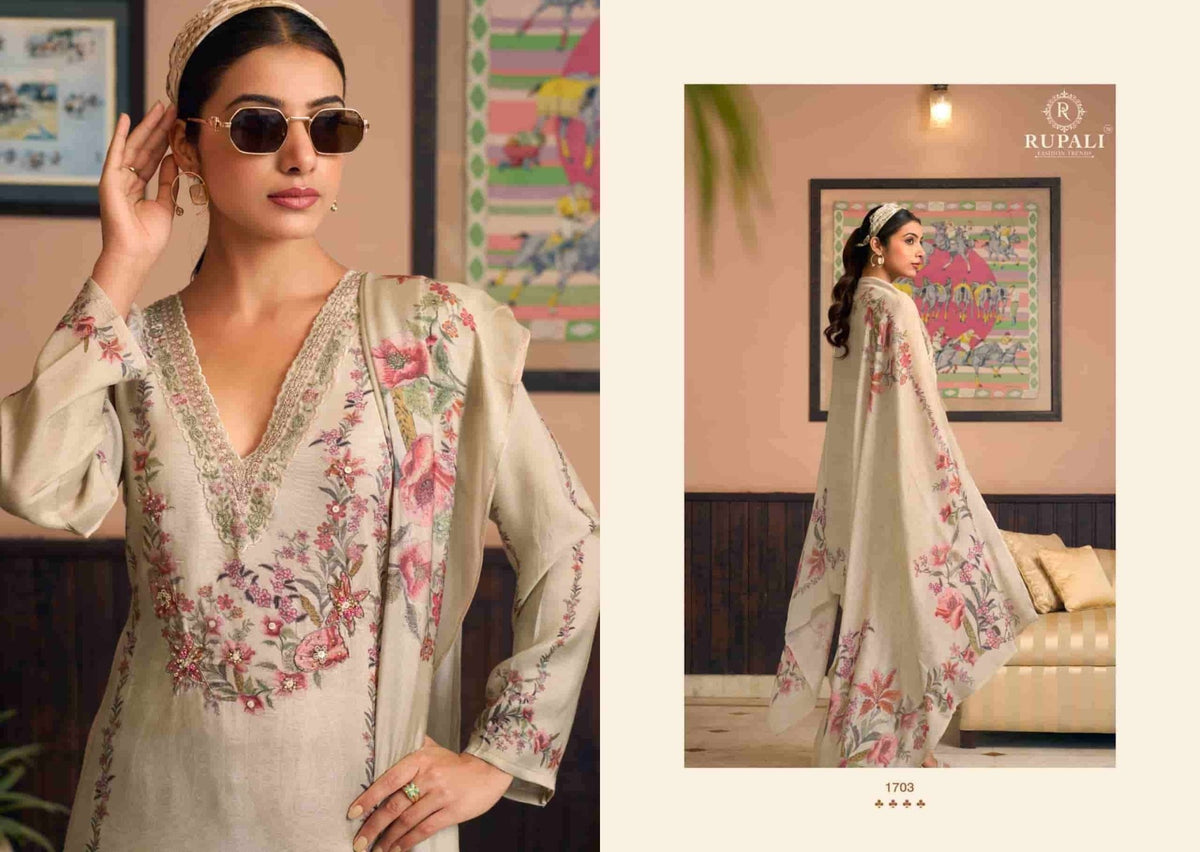 Rupali Fashion Ambari Viscose Muslin Dress Material - Amrah Wholesale