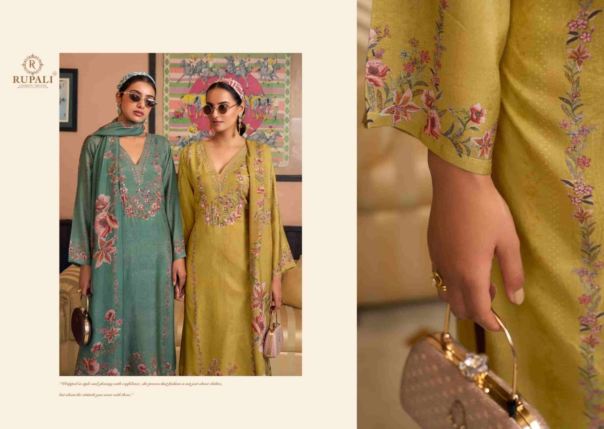 Rupali Fashion Ambari Viscose Muslin Dress Material - Amrah Wholesale