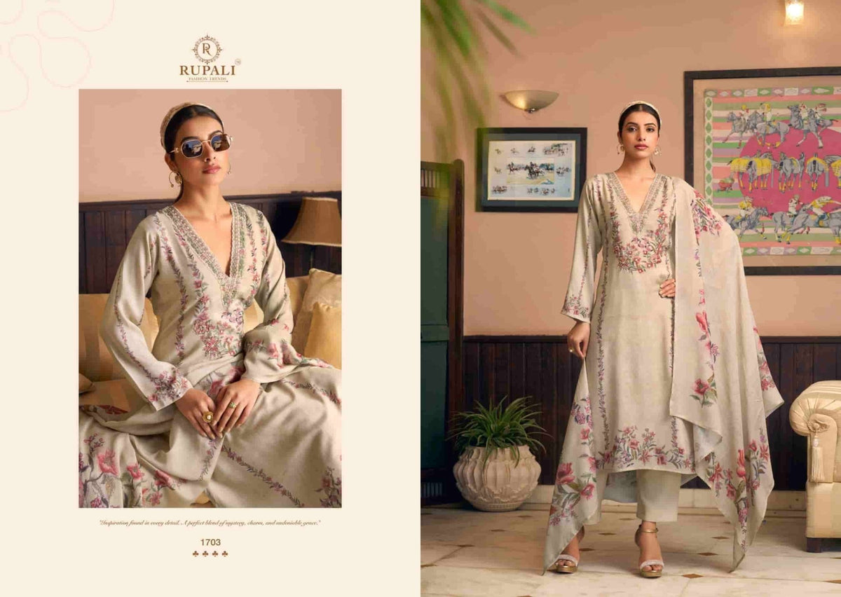 Rupali Fashion Ambari Viscose Muslin Dress Material - Amrah Wholesale