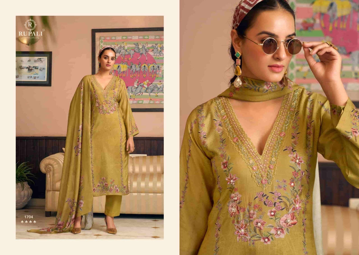 Rupali Fashion Ambari Viscose Muslin Dress Material - Amrah Wholesale