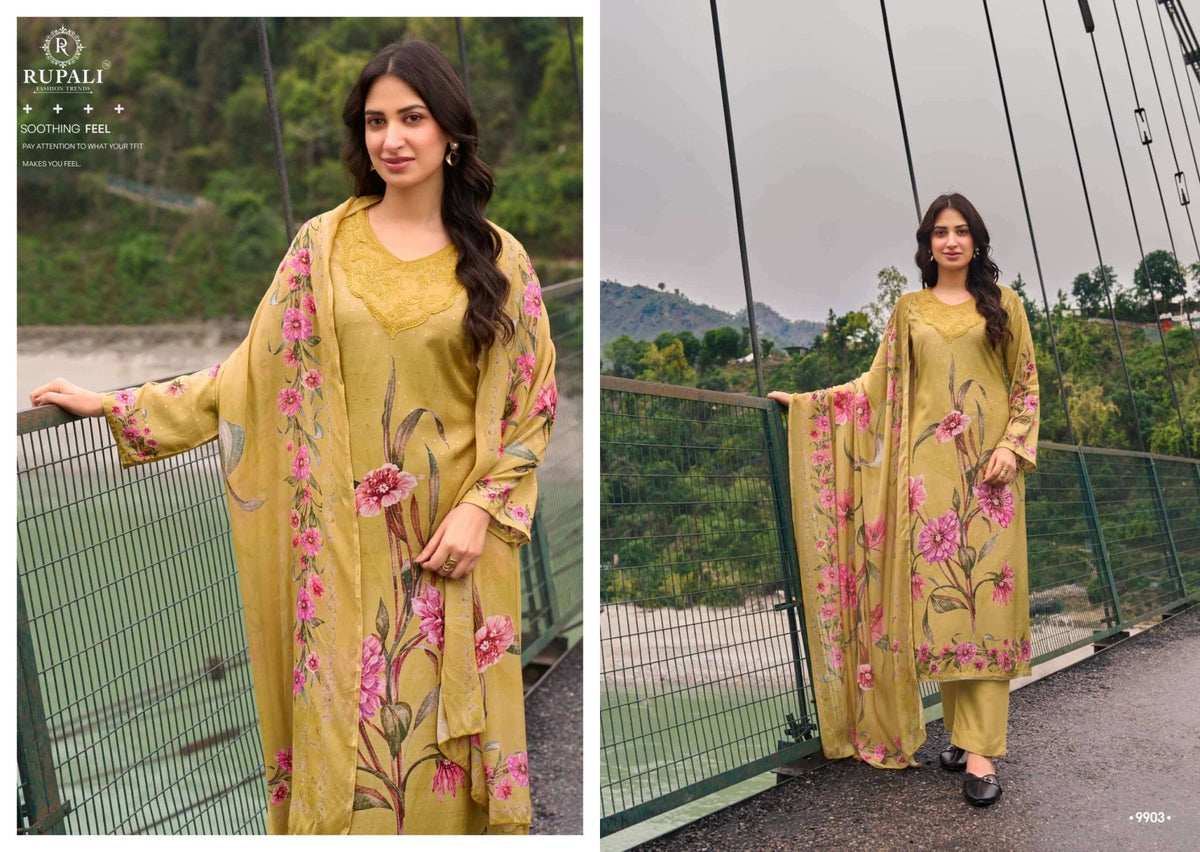 Rupali Fashion Antra Muslin Silk Dress Material - Amrah Wholesale