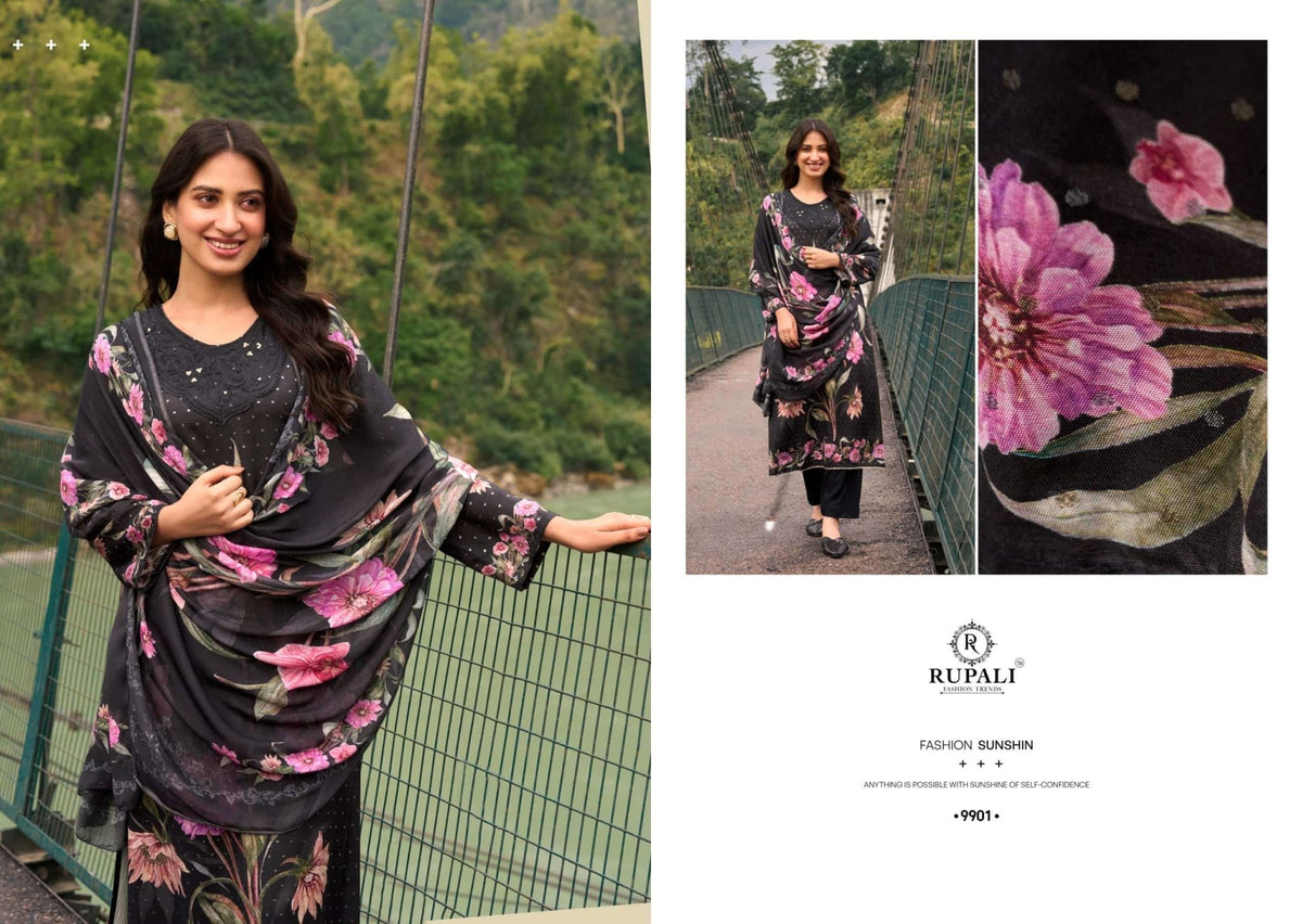 Rupali Fashion Antra Muslin Silk Dress Material - Amrah Wholesale