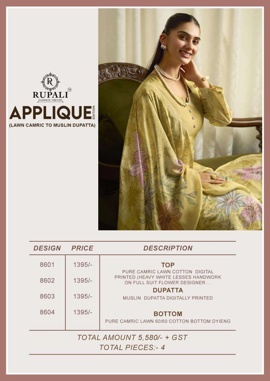 Rupali Fashion Applique Edition Pure Cotton Dress Material - Amrah Wholesale