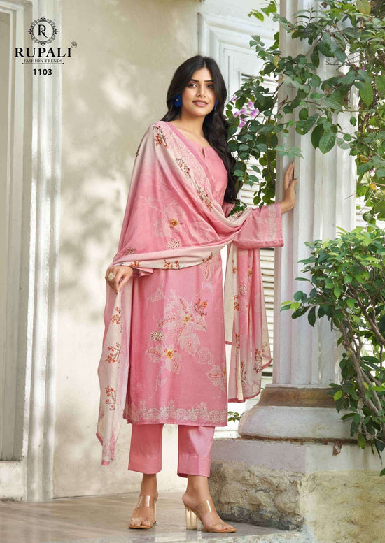 Rupali Fashion Arrosa Designer Muslin Dress Material Wholesale Price Surat - Amrah Wholesale