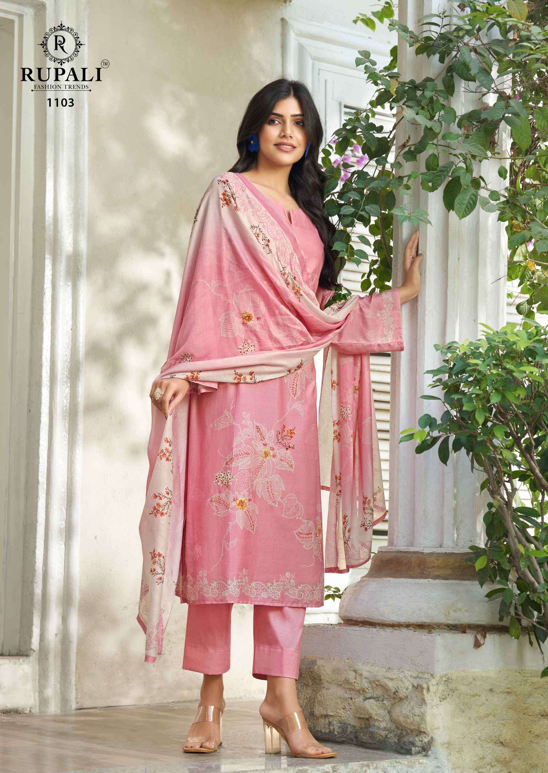 Rupali Fashion Arrosa Designer Muslin Dress Material Wholesale Price Surat