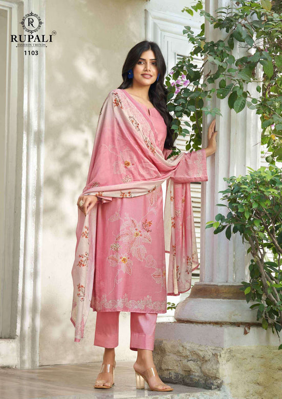 Rupali Fashion Arrosa Designer Muslin Dress Material Wholesale Price Surat