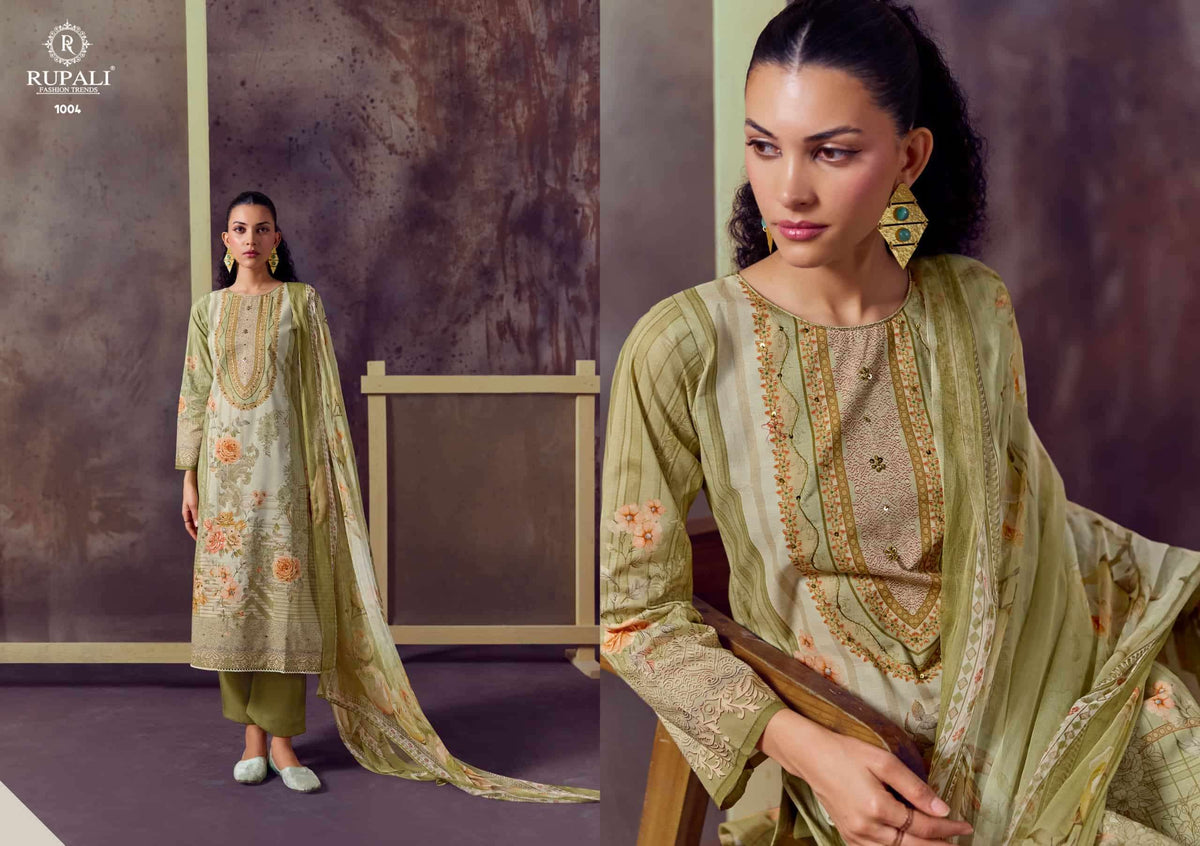 Rupali Fashion Ayanna Cambric Cotton Embroidered Dress Material - Amrah Wholesale