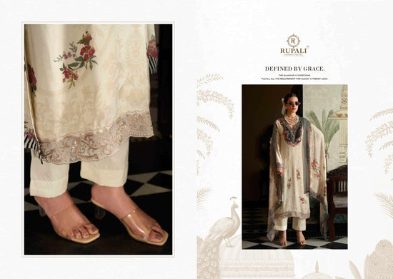 Rupali Fashion Black Ivory Muslin Embroidered Dress Material Collection