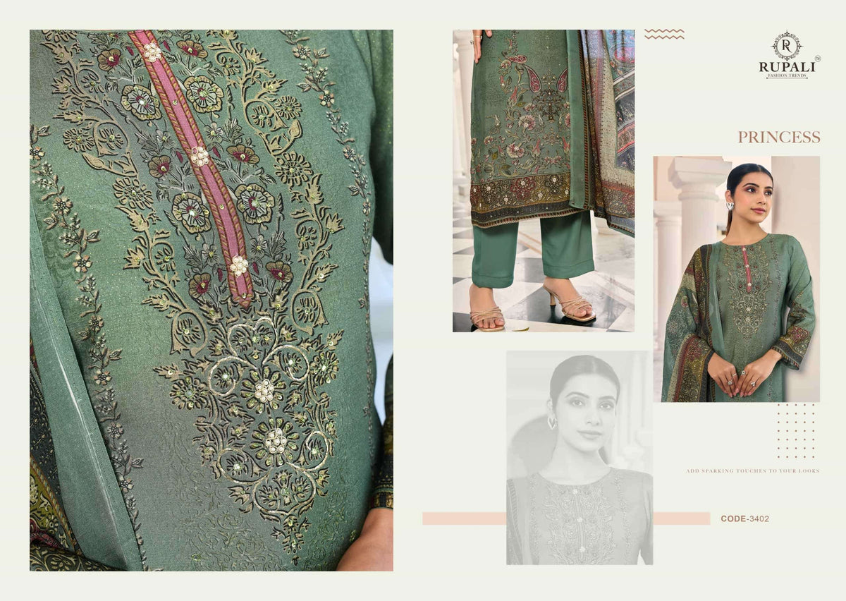 Rupali Fashion Dhriti Vol 2 Pure Viscose Pashmina Shimmer Digital Printed Dress Material