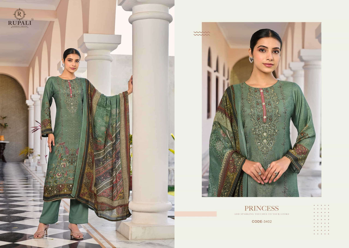 Rupali Fashion Dhriti Vol 2 Pure Viscose Pashmina Shimmer Digital Printed Dress Material