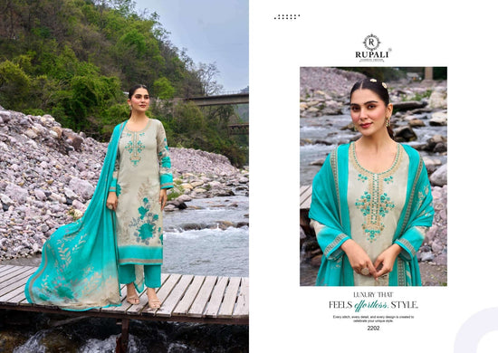 Rupali Fashion Elaria Jam Satin Dress Material - Amrah Wholesale