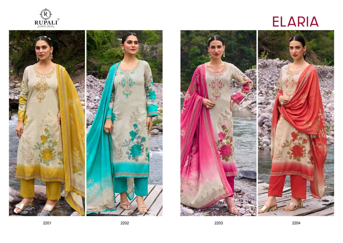 Rupali Fashion Elaria Jam Satin Dress Material - Amrah Wholesale