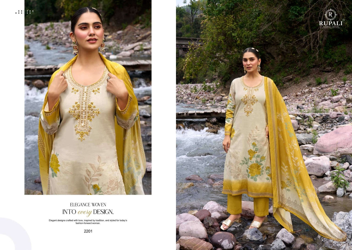 Rupali Fashion Elaria Jam Satin Dress Material - Amrah Wholesale