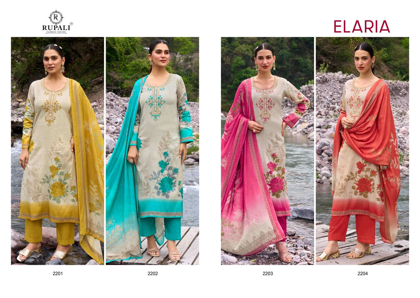 Rupali Fashion Elaria Jam Satin Dress Material