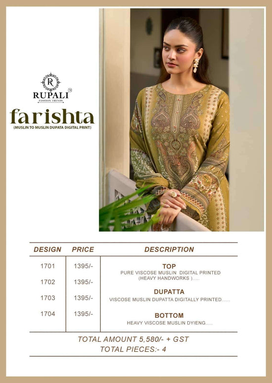 Rupali Fashion Farishta Viscose Muslin Dress Material