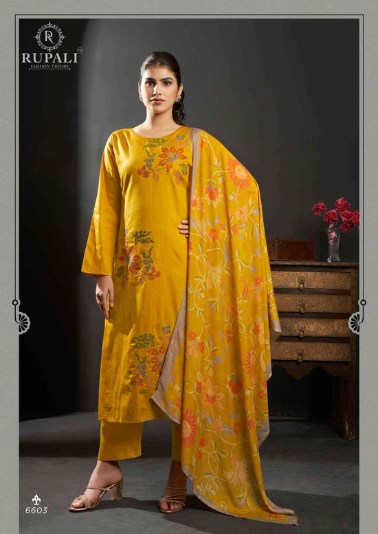 Rupali Fashion Floral Queen Jam Satin Embroidered Dress Material