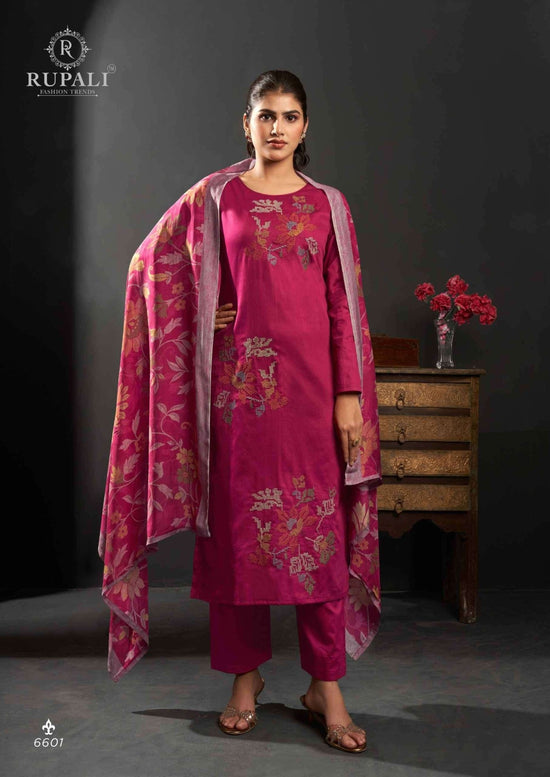 Rupali Fashion Floral Queen Jam Satin Embroidered Dress Material - Amrah Wholesale