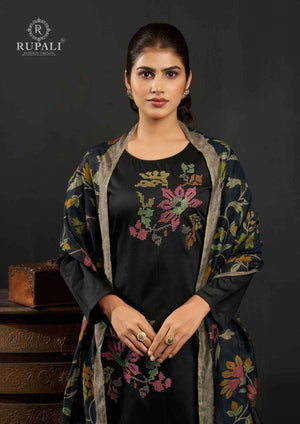 Rupali Fashion Floral Queen Jam Satin Embroidered Dress Material - Amrah Wholesale