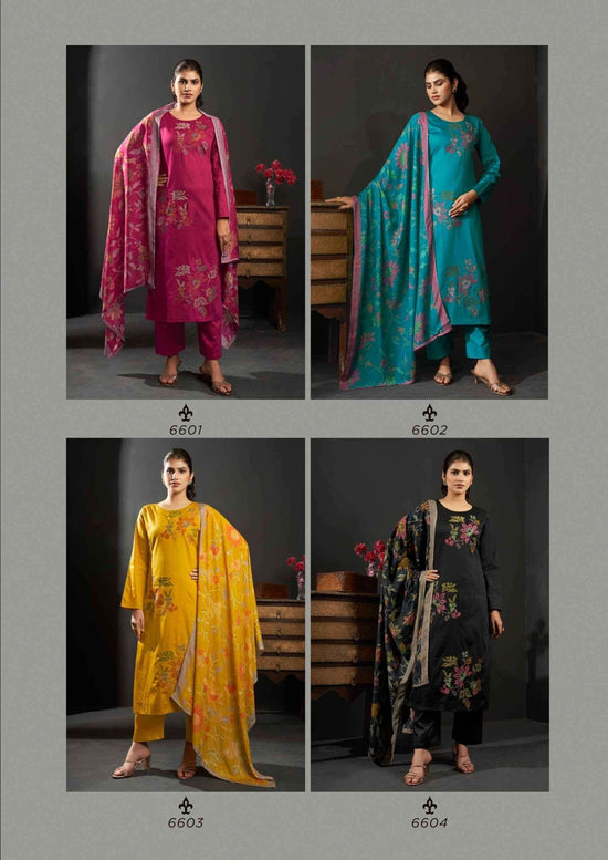 Rupali Fashion Floral Queen Jam Satin Embroidered Dress Material - Amrah Wholesale