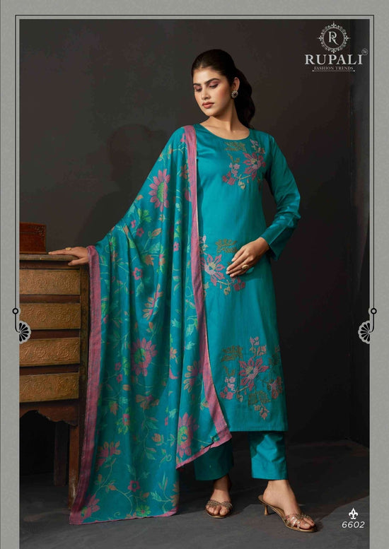 Rupali Fashion Floral Queen Jam Satin Embroidered Dress Material - Amrah Wholesale