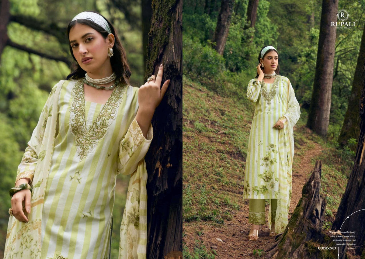 Rupali Fashion Gulzaar Lawn Cotton Embroidered Dress Material - Amrah Wholesale