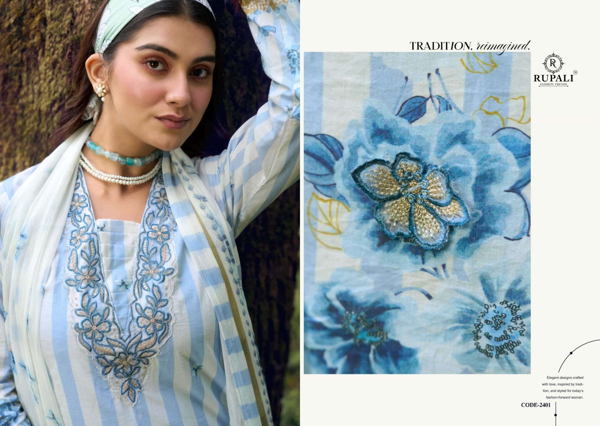 Rupali Fashion Gulzaar Lawn Cotton Embroidered Dress Material - Amrah Wholesale