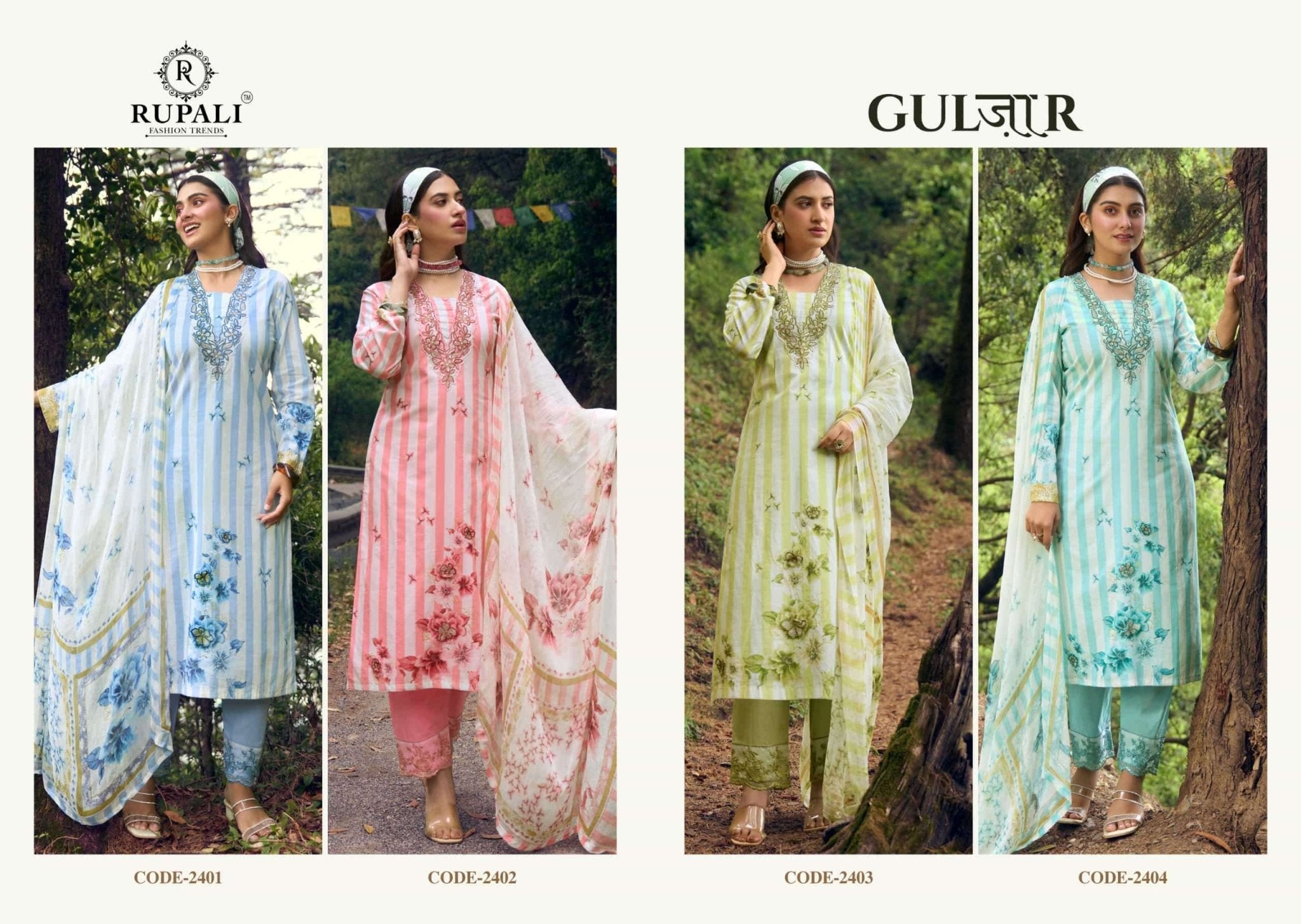 Rupali Fashion Gulzaar Lawn Cotton Embroidered Dress Material - Amrah Wholesale