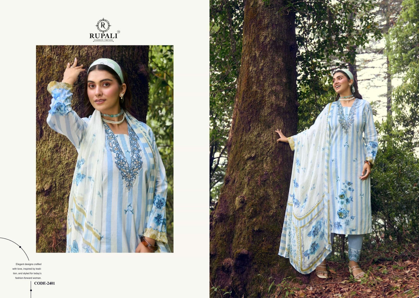 Rupali Fashion Gulzaar Lawn Cotton Embroidered Dress Material - Amrah Wholesale