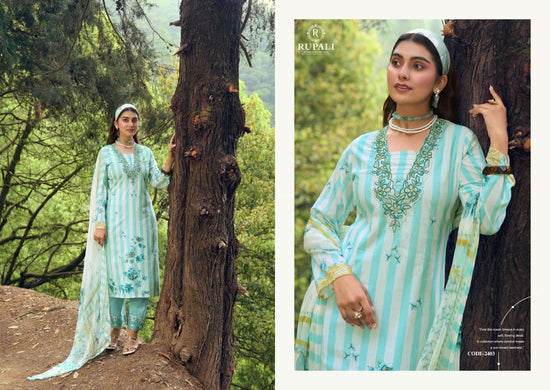 Rupali Fashion Gulzaar Lawn Cotton Embroidered Dress Material - Amrah Wholesale