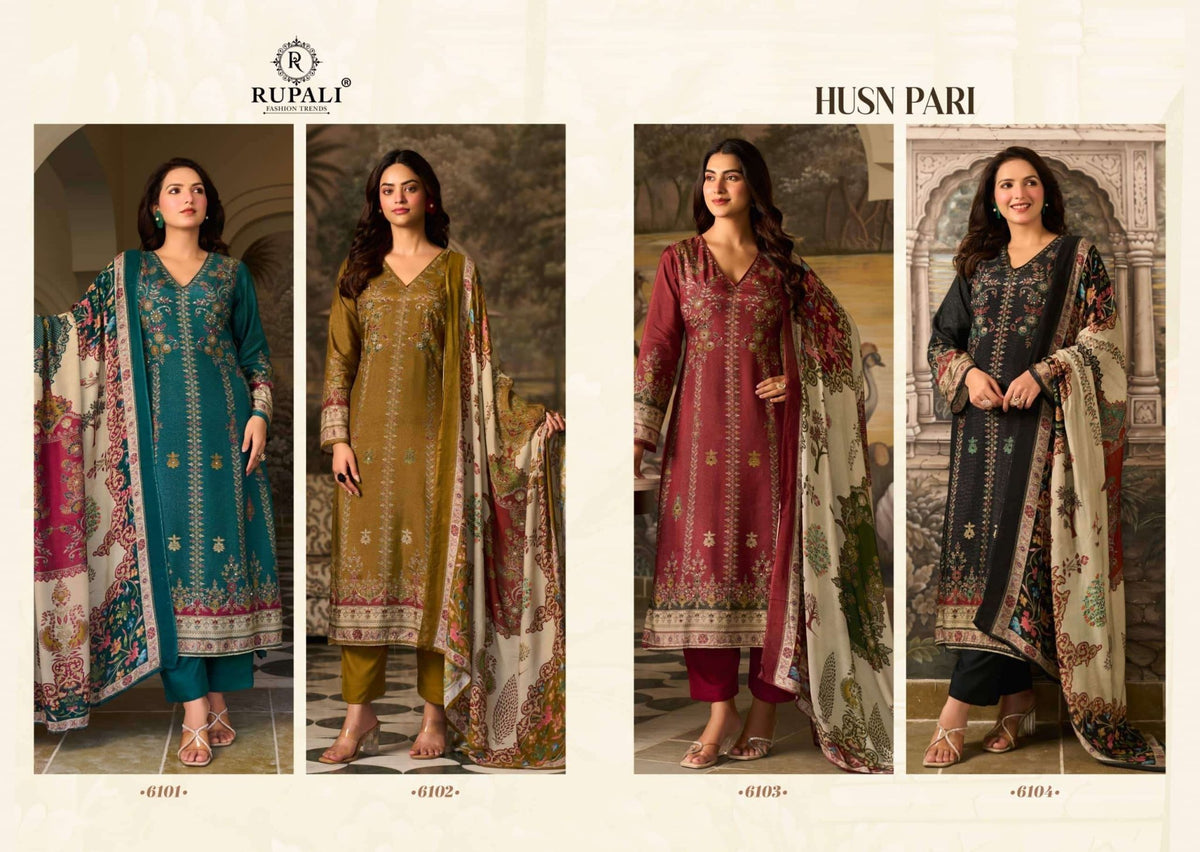 Rupali Fashion Husn Pari Pure Viscose Muslin Dress Material - Amrah Wholesale