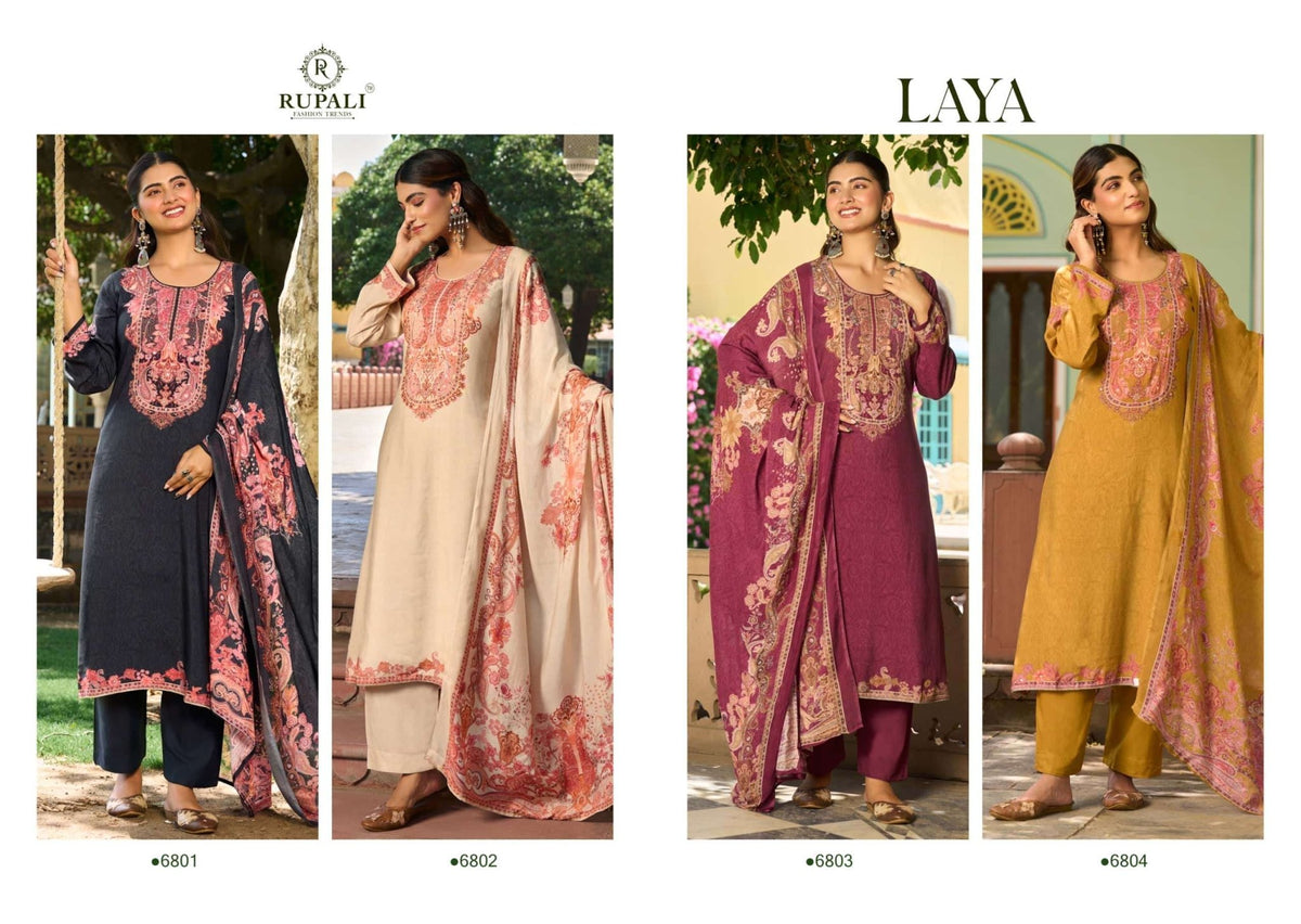Rupali Fashion Laya Premium Muslin Dress Material - Amrah Wholesale