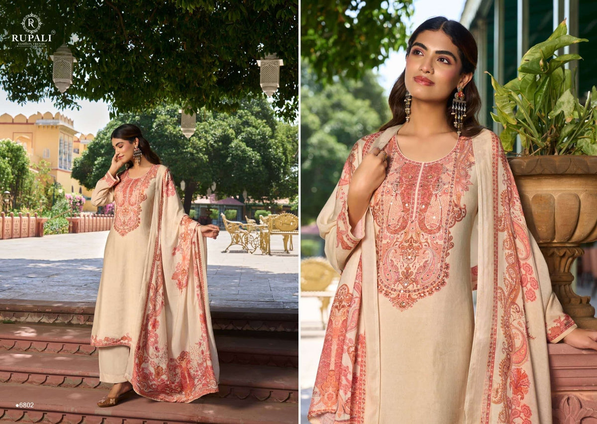 Rupali Fashion Laya Premium Muslin Dress Material - Amrah Wholesale