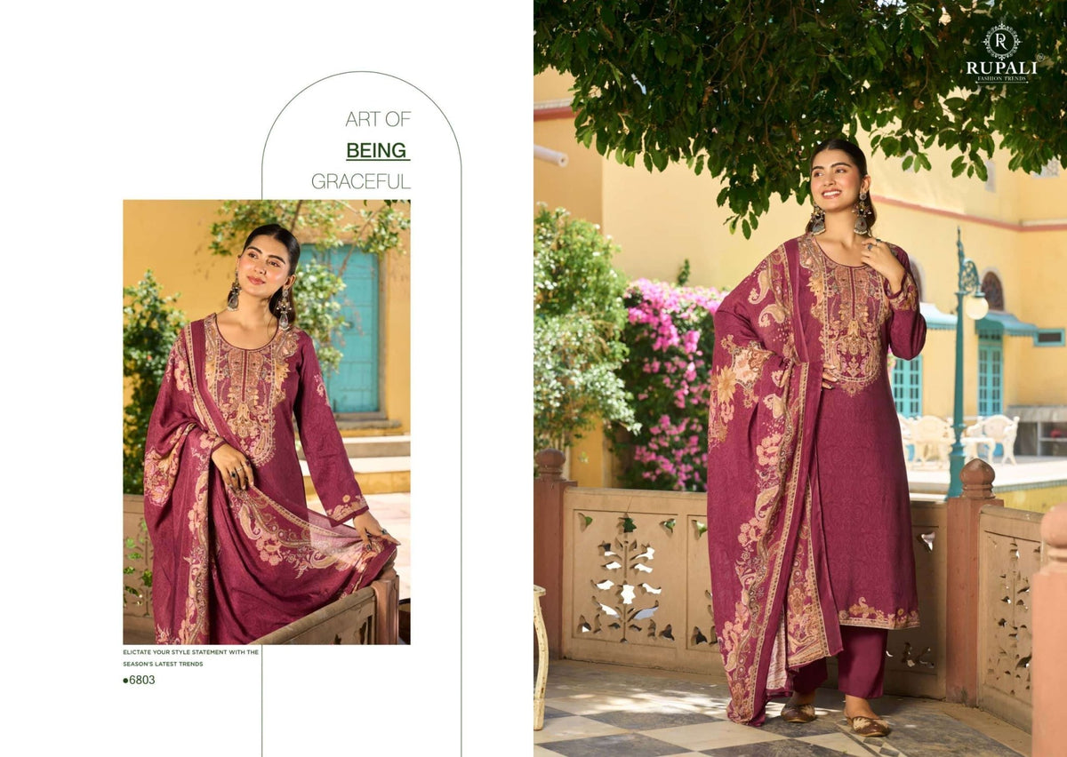 Rupali Fashion Laya Premium Muslin Dress Material - Amrah Wholesale