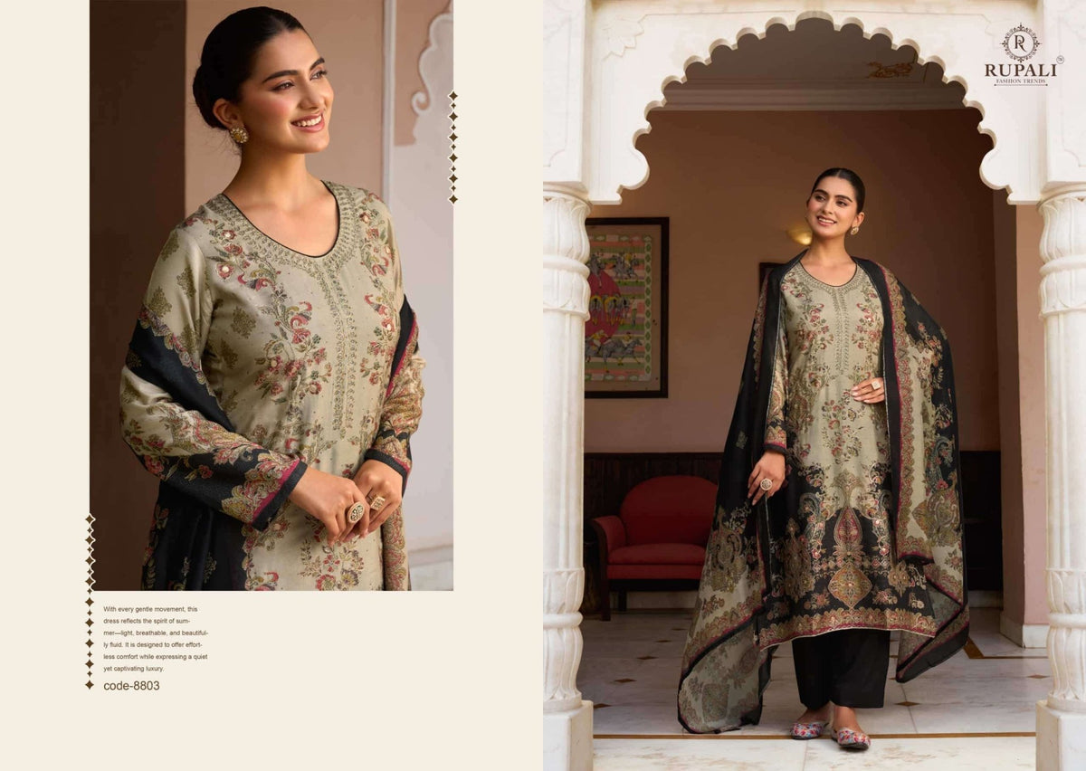 Rupali Fashion Mehra Viscose Muslin Shimmer Digital Printed Dress Material - Amrah Wholesale