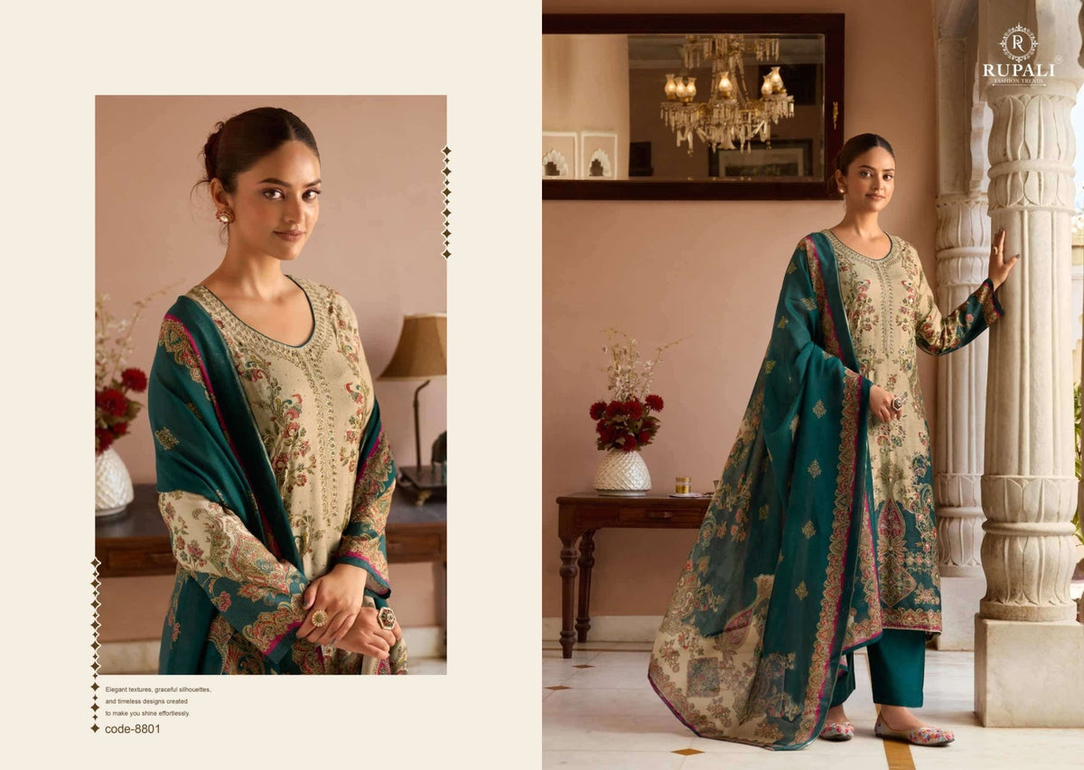 Rupali Fashion Mehra Viscose Muslin Shimmer Digital Printed Dress Material - Amrah Wholesale