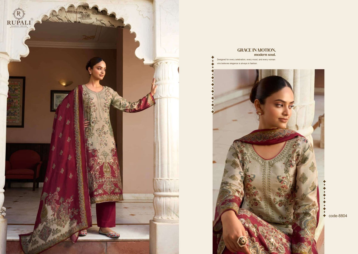 Rupali Fashion Mehra Viscose Muslin Shimmer Digital Printed Dress Material - Amrah Wholesale