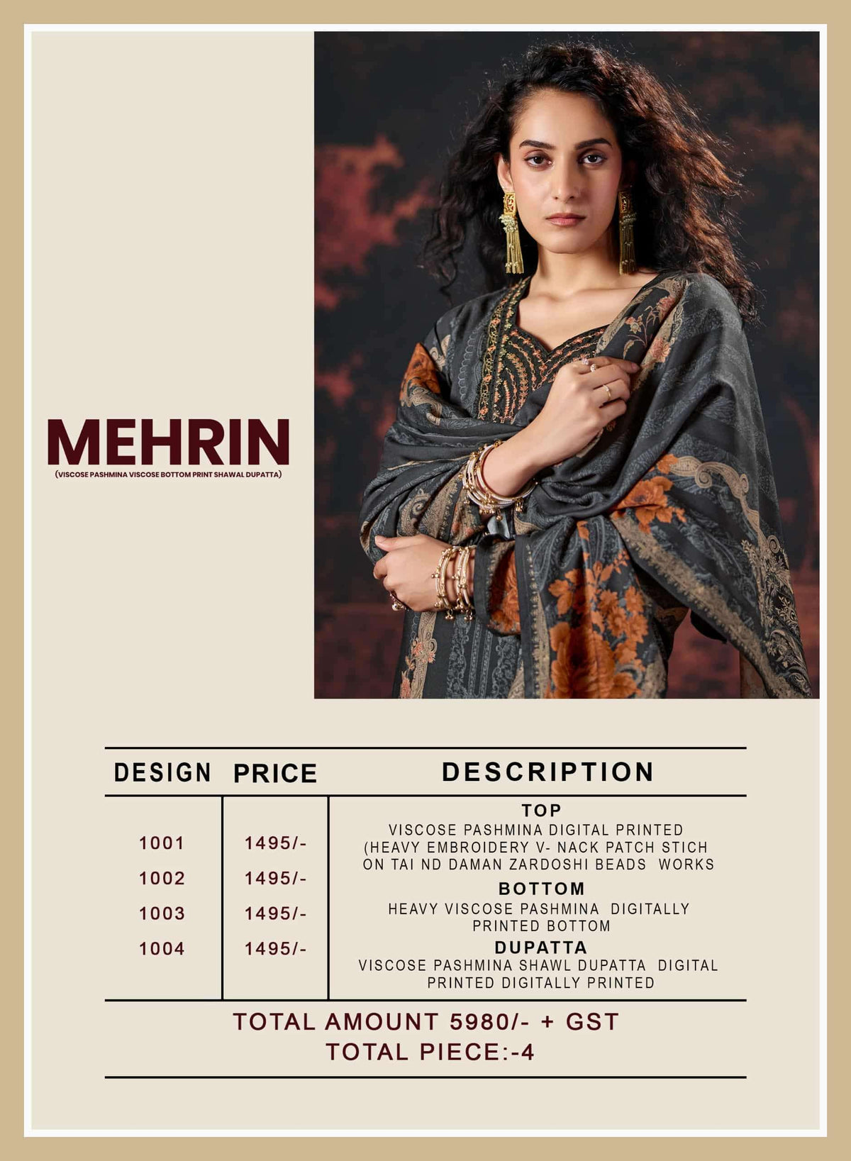 Rupali Fashion Mehrin Viscose Pashmina Dress Material